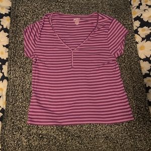 Purple Striped Old Navy Top with Buttons